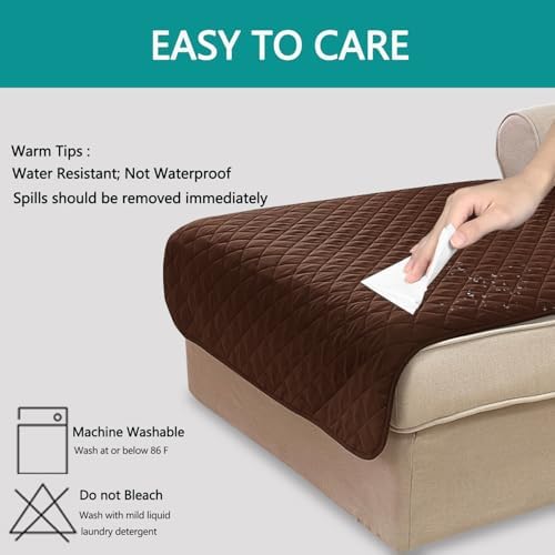 U-NICE HOME Sectional Couch Cover Chaise Lounge Cover, Brown/Beige - Image 3