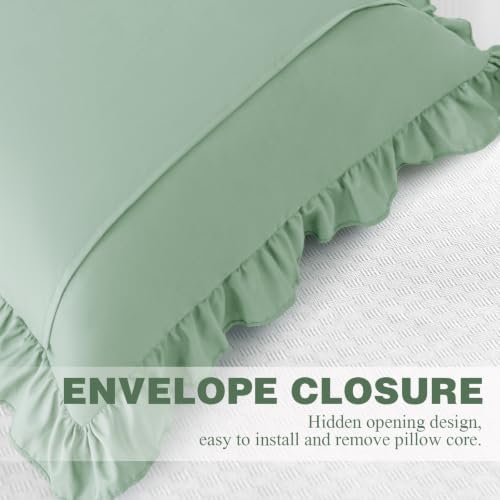 KKJIAF 2 Pack Ruffle Pillow Cases 20x20 Inches, Sage Green - Image 6