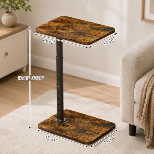C-Shaped TV Tray Table, Height Adjustable Side Table, Couch Table End Table - Image 2