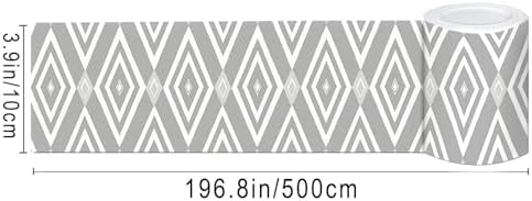 IVN Wallpaper Border Peel and Stick Wall Gray Geometric 4x196 Inch - Image 5