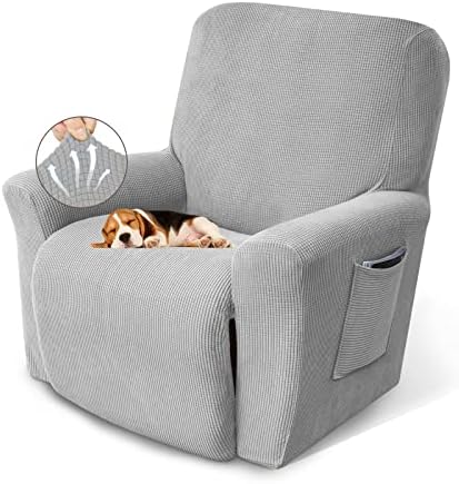 KEKUOU Recliner Chair Covers, 1-Piece Lazy Boy Recliner Covers, Silver by KEKUOU