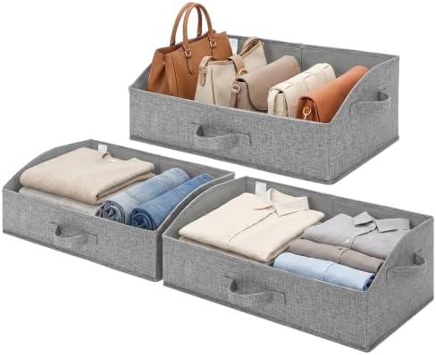 GRANNY SAYS Trapezoid Closet Storage Bins, Large, Dark Gray, 3-Pack by GRANNYSAYS
