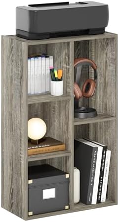 Furinno LUDER Book Shelf, 5-Cube Bookshelf, Reversible Bookcase, 9.4 x 19.5 x 31.5, Easy Assembly, for Living Room, Bedroom, Home Office, French Oak by Furinno-FitsYourSpaceFitsYourBudget