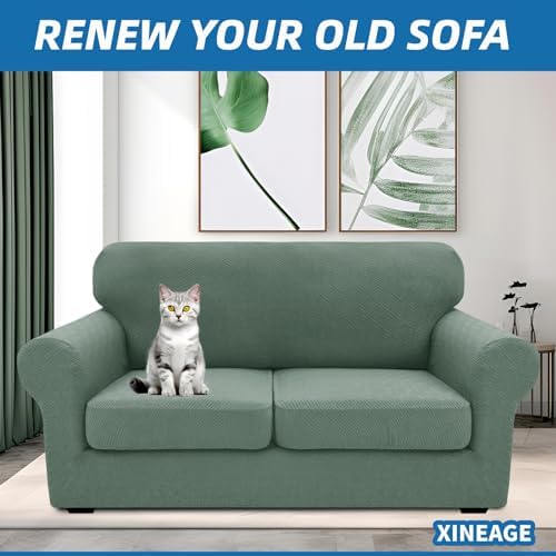 XINEAGE 3-Piece Stretch Loveseat Sofa Cover, Washable Couch Covers for Dog - Image 4