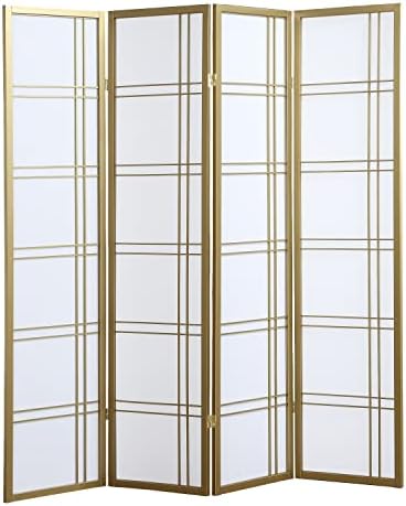 Roundhill Furniture Seto 4-Panel 4 Golden Room Divider Screen, Gold by RoundhillFurniture