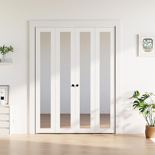 Bifold Doors 60 x 80, Bifold Mirror Closet Doors with Hardware Kit - Image 3