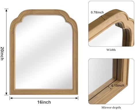 WallBeyond Wood Frame Wall Mirror Decor for Entryway, Living Room or Bedroom Home Decor - Light Woodgrain 16" x 20" Natural Color - Image 5