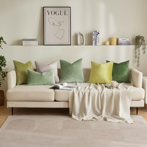 MIULEE 12x20 Inch Lumbar Velvet Throw Pillow Covers Sage Green - Image 5