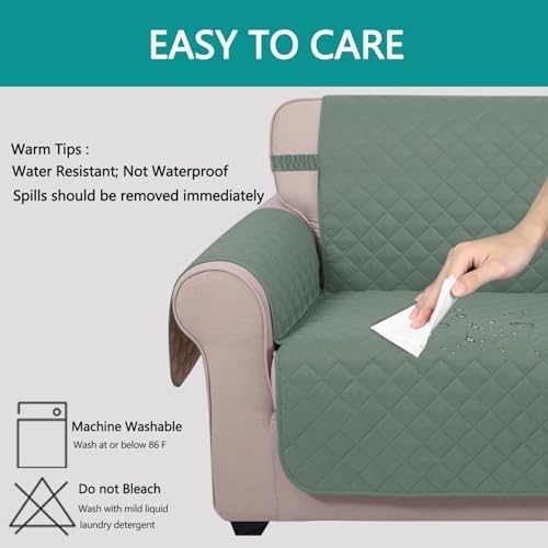 U-NICE HOME Large Sofa Cover Reversible Couch Cover, Greyish Green/Taupe - Image 5