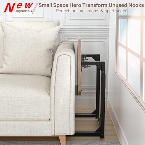 Tv Tray Table Set of 2, 8-Level Adjustable Height Couch Side Table，90° Tilt Angle Adjustments C-Shaped End Table, with Phone & Tablet Slot Sofa Computer Desk for Couch, Sofa, Bed, Chair, Living Room - Image 6
