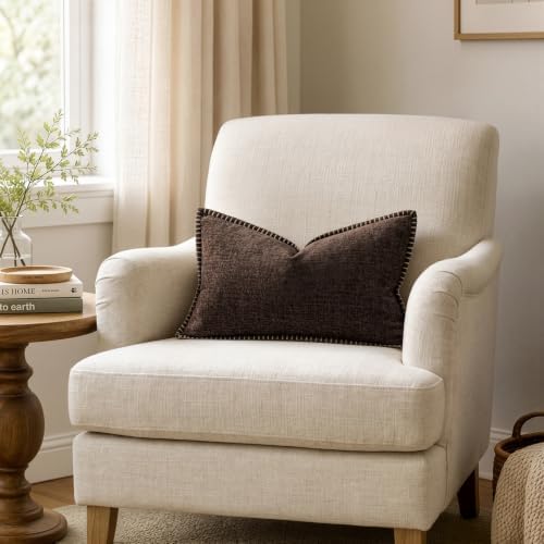 MIULEE Decorative Lumbar Throw Pillow Covers 12x20 Inch Dark Brown 2 Pack - Image 4