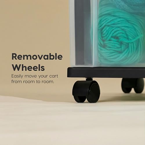 IRIS USA 3-Drawer Slim Narrow Storage Organizer Rolling Cart, Black/Clear - Image 6