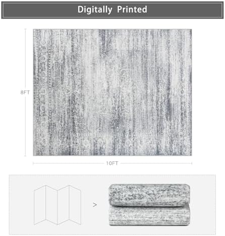 8x10 Washable Area Rugs for Living Room,Bedroom,Dining Room (Grey Cream) - Image 2