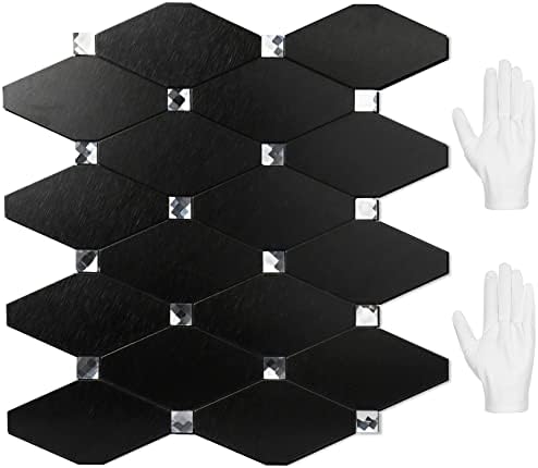 STICKGOO Peel and Stick Backsplash, 10 Sheets Kitchen Mosaic Tile Sticker, Black Brushed Aluminum Composite Panel, Stick on Backsplash for Kitchen, Countertop, Bathroom Vanity by STICKGOO