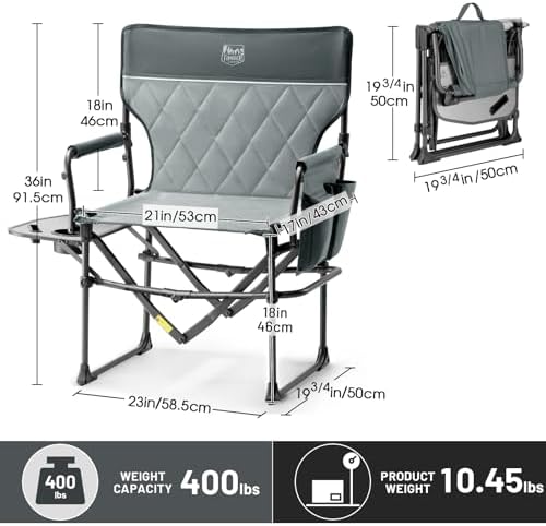 TIMBER RIDGE 400lbs Heavy Duty Camping Chair Portable Directors Chair - Image 3