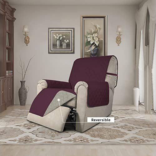 Easy-Going Reversible Couch Cover, Recliner 22 in, Wine/Beige - Image 2