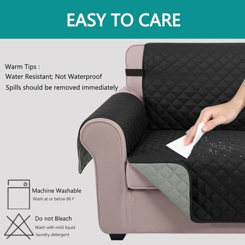 U-NICE HOME Reversible Recliner Chair Covers, Black/Grey - Image 5