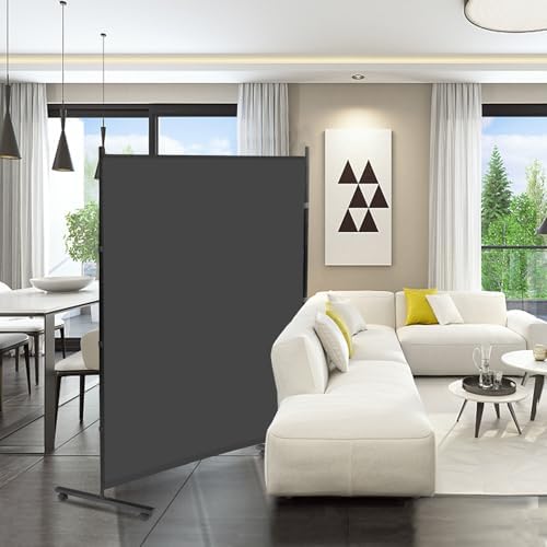 MAYOLIAH Large Single Panel Room Divider 71”W x 75”H Rolling Privacy Screen - Image 3