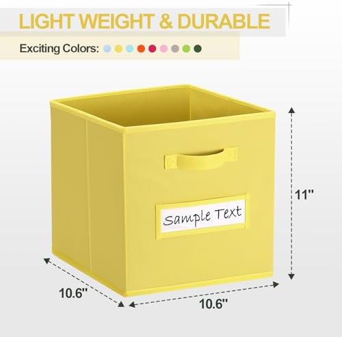 Fabric storage cubes (8 Pack) 11 Inch Cube Storage Bin, cube organizer bins with 8 Labels Window Cards & a Pen, Foldable cube organizer bins and Storage Box, Dark Yellow - Image 2
