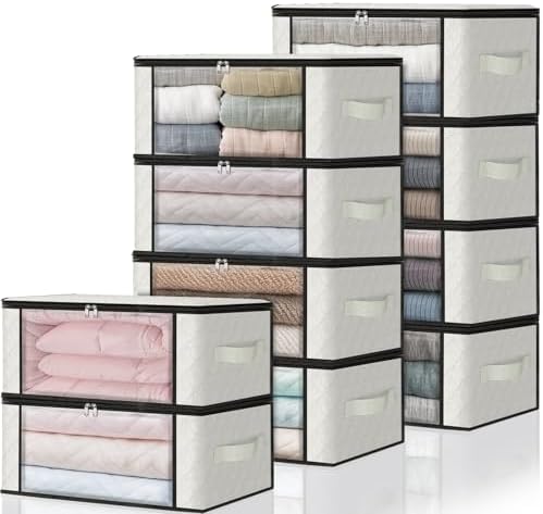 HomeHacks 10-Pack Clothes Organizer Storage Bags, 35L Storage Bins, White by HomeHacks