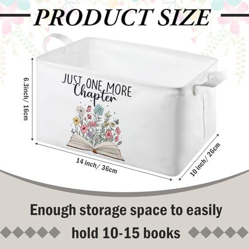 Marsui 1 Pcs Book Storage Basket Just One More Chapter Bin, Fresh Color - Image 2