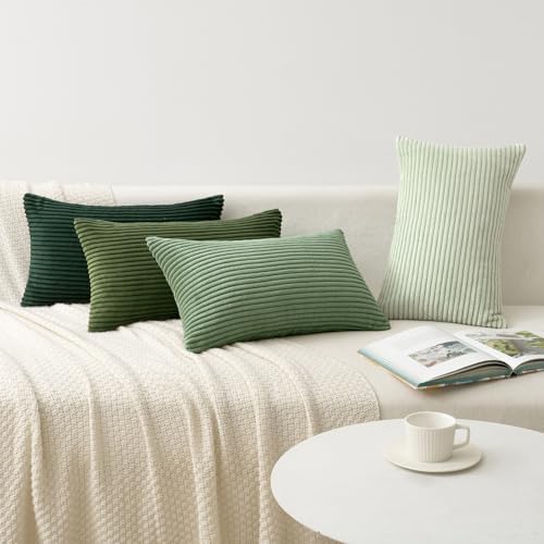 MIULEE Soft Corduroy Decorative Lumbar Pillow Covers Forest Green 12x20 - Image 4