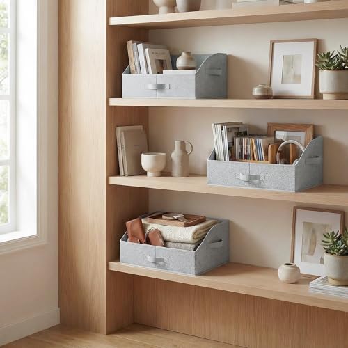 GRANNY SAYS Trapezoid Closet Storage Bins, Medium, Gray, 3-Pack - Image 3