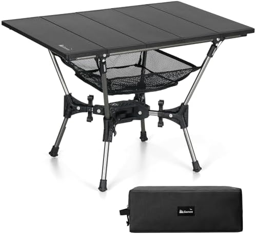 Gonex Foldable Camping Table, Portable Aluminum Roll Up Top Camp Side Table by Gonex