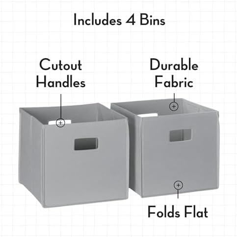 RiverRidge Folding Storage Bins - 4-pack of 10in Tall Gray Cubes - Image 4