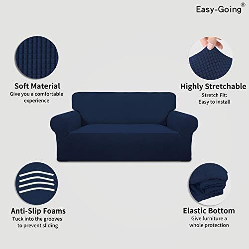 Easy-Going Stretch Oversized Loveseat Couch Covers Washable Navy - Image 3