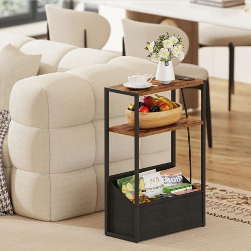 TUTOTAK Narrow Side Table with Charging Station, Slim End Table by ChoosetutotakFurnitureBuildYourCozyHome