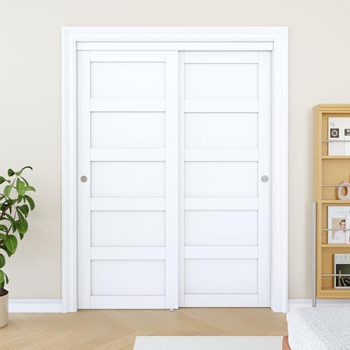 Sliding Closet Door 60"x80", 5 Panel Interior Closet Door, Need to Assemble - Image 2