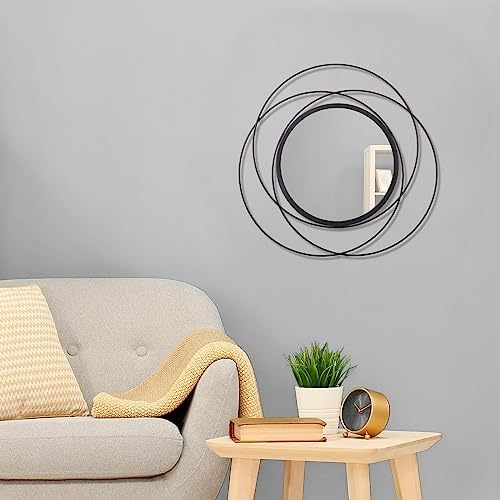 Mirrors Wall Decor Iron Frame Round Art Wall Mirrors Home Decoration Hanging Mirrors for Living Room Bedroom Bathroom Entryway Black 16" - Image 3