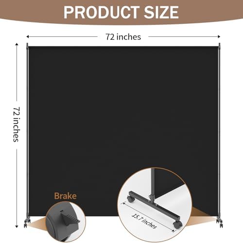 6*6FT Single Panel Room Divider/ Privacy Screen with Caster Wheels & Brakes - Image 4