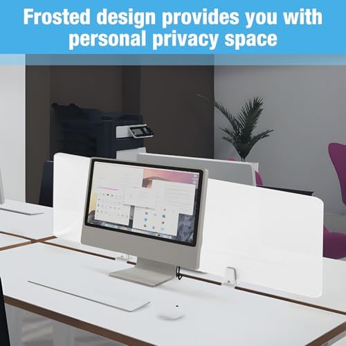 Desk Divider 4 Pcs Desk Privacy Panel 47.2''L x 15.8W'' Office Partitions Frosted Acrylic Panel Pack of 4 Desk Divider Partition with Adjustable Universal Base - Image 3