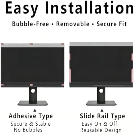 27 Inch computer privacy screen for 16:9 Monitor, Removable Anti-Glare Blue Light Filter & Anti-Scratch Protector Film, Privacy Shield for HP Dell Asus Acer Samsung Desktop Monitors (27" (16:9, 23.5×13.3 in)) - Image 6