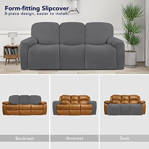PureFit Super Stretch 3 Seats Recliner Sofa Couch Cover with Pocket - Image 4