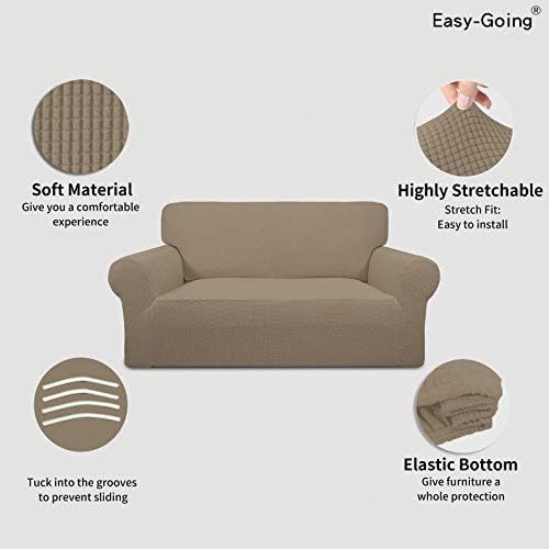 Easy-Going Stretch Loveseat Couch Covers Washable Natural - Image 4