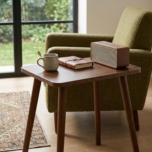 FORAOFUR Small Side Table with Wooden Legs, Short Coffee Table, Brown - Image 2