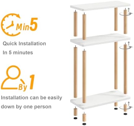Apicizon Small Narrow Side Table, 3-Tier End Table, White Natural - Image 7