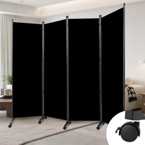 Folding Room Divider W/Wheels,Heavy Duty Base Privacy Screen Separator by YASRKML