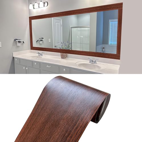 Teemall 10M Black Wood Grain Removable PVC Waterproof Border Wall Decor Removable Self Adhesive Kitchen Bathroom Tiles Sticker Wallpaper 4.2x390 (Brown, 2" x 390") by Teemall