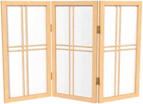 2 ft. Short Desktop Double Cross Shoji Screen - Natural - 3 Panels by RedLantern