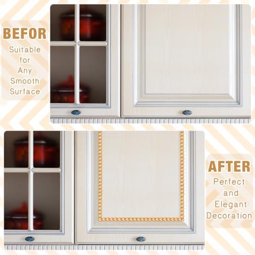 1 Pack Peel and Stick Molding Trim Flexible Molding Trim for Wall Self Adhesive Paintable DIY Wall Trims for Mirror Frame Cabinet Edge Picture (16.4 ft X 0.59 Inch,Gold) - Image 4