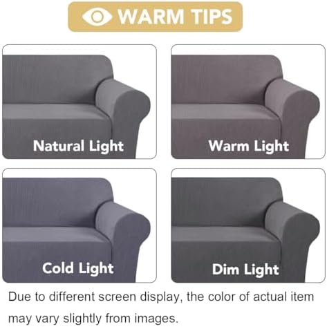 H.VERSAILTEX Stretch Couch Covers for Sofa 1 Piece Slipcovers for Couches and Sofas 3 Seater Couch Cover Feature Thick Checked Jacquard Fabric with Elastic Bottom(Large Sofa 90"-100" Wide, Grey) - Image 3
