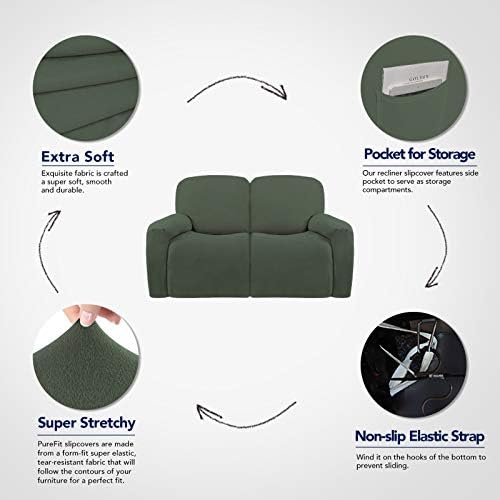 PureFit Super Stretch Loveseat Recliner Sofa Couch Cover with Pocket - Image 3