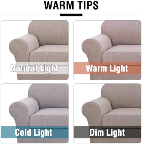 H.VERSAILTEX Armchair Slipcover Chair Cover 2 Piece Stretch Slipcovers Furniture Protector with Elastic Bottom Fit Armchair Width Up to 47 Inch, Stretch Spandex Jacquard Fabric(Chair, Sand) - Image 3