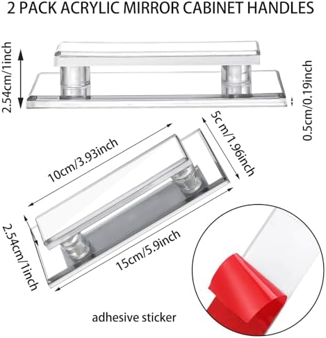 Weysat 2 Pcs Adhesive Mirror Closet Door Handle, 5.9 x 2 Inch - Image 2