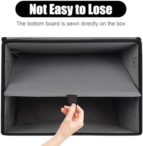Bagnizer Large 42 Quarts Fabric Storage Bins with Lids [2-Pack] Linen Collapsible Foldable Storage Cubes, Closet Organizer Containers boxes with Handles for Home Office (16.7 x 12 x 12, Black & Gray) - Image 3