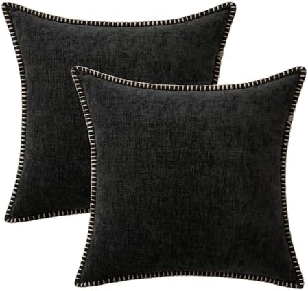 MIULEE Decorative Couch Throw Pillow Covers 20x20 Inch Black 2 Pack - Image 6